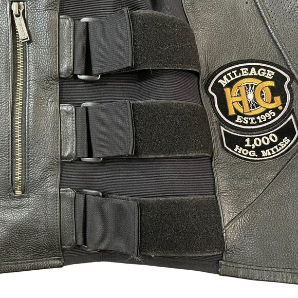 Harley-Davidson SWAT Vest Men's Size XL Black Leather Motorcycle Riding Patches - Picture 4 of 7